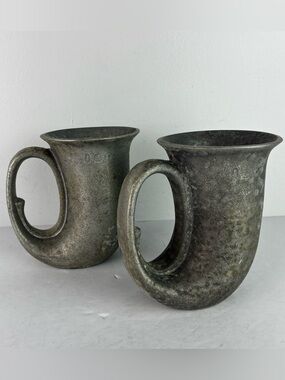 Wilton Armetale Plough Tavern French Horn Mugs Set of 2
